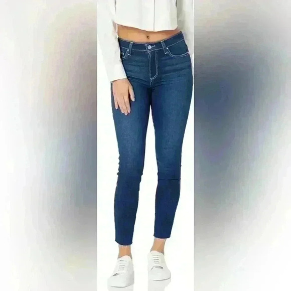 Paige Hoxton Skinny Jeans Size 32 Dark Wash High Rise Ankle Stretch Denim EUC - Picture 1 of 5
